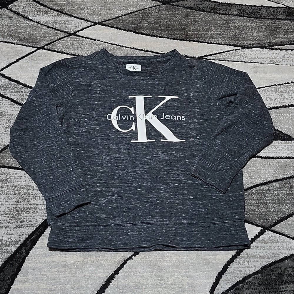 CALVIN KLEIN HEATHERED LOGO FLEECE LINED SWEATSHIRT